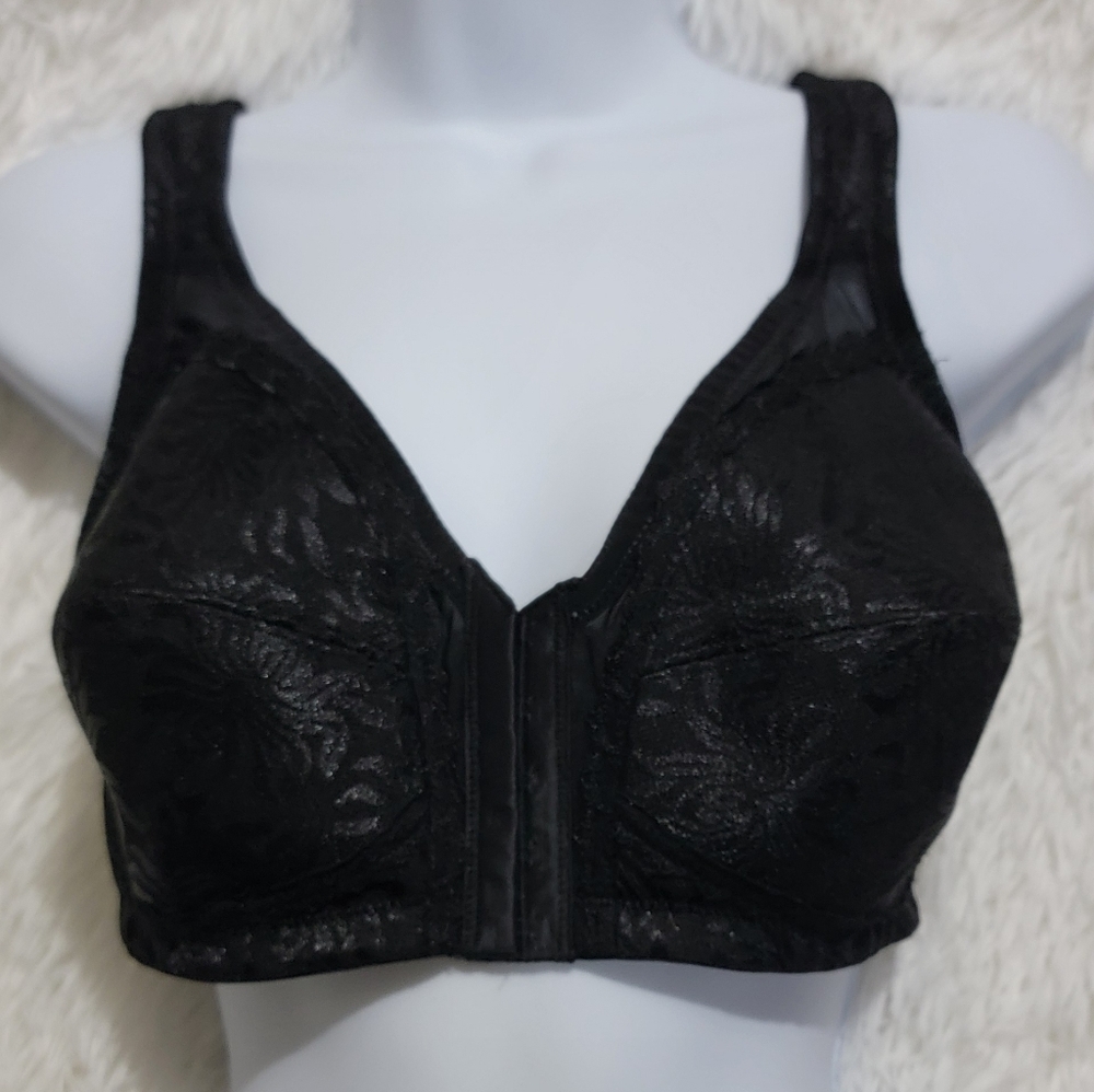 Telimussto Front Clip Black Floral Support Bra 32DDD